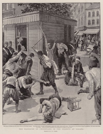 Het Bloedbad van Christenen in de Straten van Galata door Henry Marriott Paget