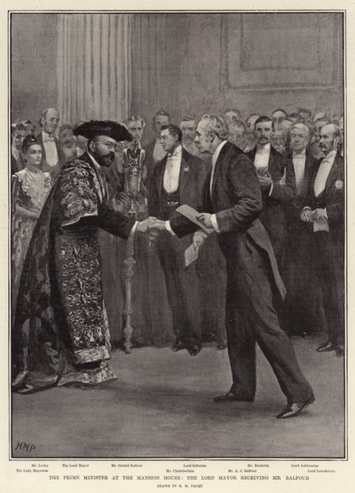 De premier in het Mansion House, de burgemeester ontvangt Mr. Balfour door Henry Marriott Paget