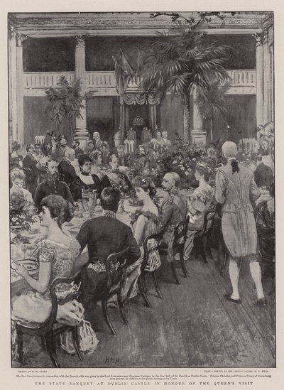Het staatsbanket in Dublin Castle ter ere van het bezoek van de koningin door Henry Marriott Paget