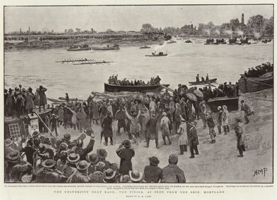 De universiteitsbootrace, de finish, gezien vanaf het schip, Mortlake door Henry Marriott Paget