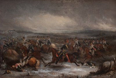 Aanvallende Franse cavalerie bij Waterloo door Henry Martens