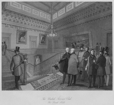 De United Service Club. De Grote Hal, ca. 1841 door Henry Melville