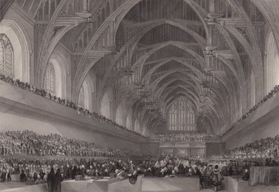 Proces van Warren Hastings, gouverneur-generaal van Bengalen, in Westminster Hall, Londen door Henry Melville