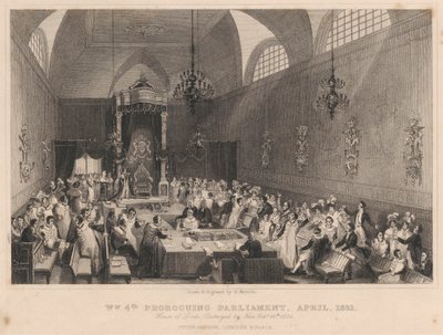 William vierde sluiting van het parlement, april 1831. House of Lords: verwoest door brand op 16 oktober 1834 door Henry Melville