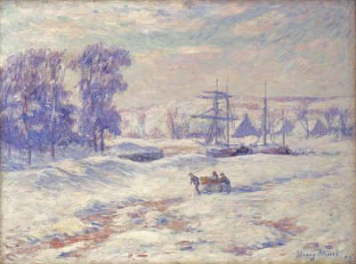 Sneeuw in Quimper, 1909 door Henry Moret