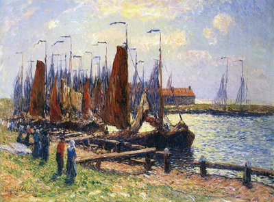 De haven van Volendam, Nederland, 1900 door Henry Moret