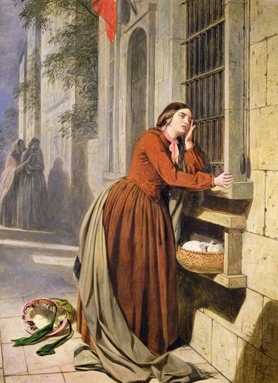 Moeder plaatst haar kind in het vondelingenhuis in Parijs, ca. 1855-60 door Henry Nelson O