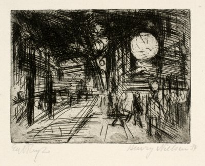 Straatbeeld, zomernacht door Henry Nielsen