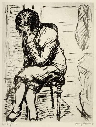 Portret van de zus van de kunstenaar, Ella Wahlgreen Nielsen door Henry Nielsen