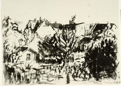 Uitzicht over tuinen en huizen door Henry Nielsen