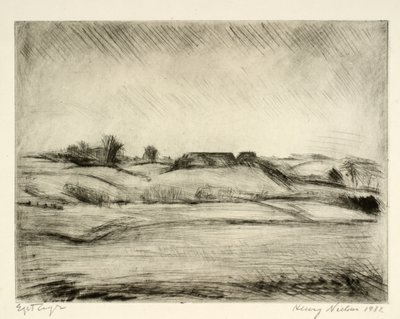 Open landschap met boerderij door Henry Nielsen