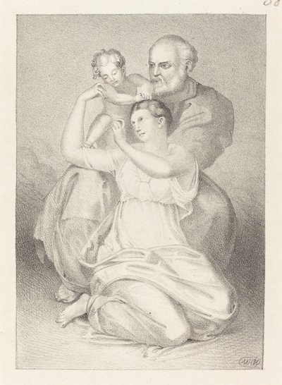 Heilige Familie, van Michelangelo door Henry Noel Humphreys after John Flaxman