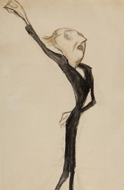 Een theatraal figuur, mogelijk Sir Beerbohm Tree, ca. 1908 door Henry Ospovat