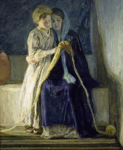 Christus en Zijn Moeder Studeren de Schrift, c.1909 door Henry Ossawa Tanner