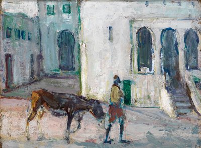 Straatscène, Tangier Man leidt kalf, ca. 1910 door Henry Ossawa Tanner
