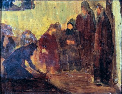 Studie, Christus wast de voeten van de discipelen, ca. 1905 door Henry Ossawa Tanner