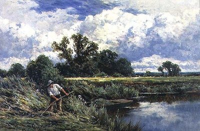 De rivier Lea, nabij Broxbourne in Hertfordshire door Henry Parker