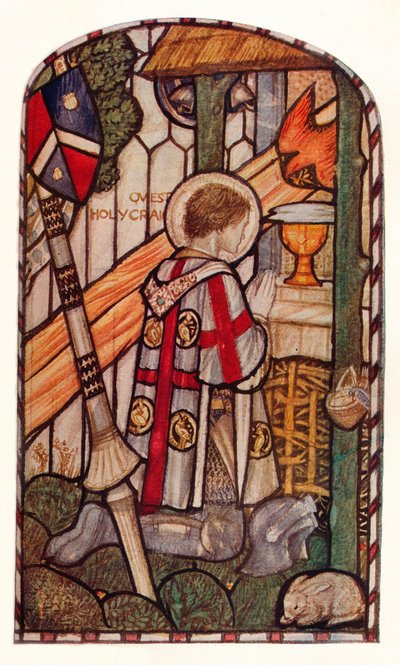 Sir Galahad. Ontwerp voor een raam in Kelvin-Side, Glasgow, ca. 1914 door Henry Payne