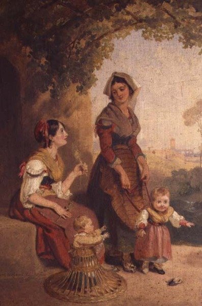 Twee Romeinse dames en hun kinderen door Henry Penry Williams