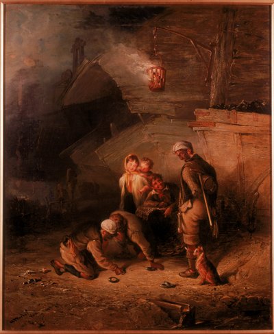 Mijnwerkers spelen quoits door Henry Perlee Parker
