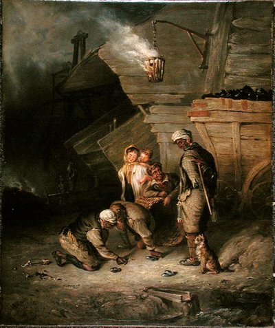 Mijnwerkers die Quoits Spelen door Henry Perlee Parker