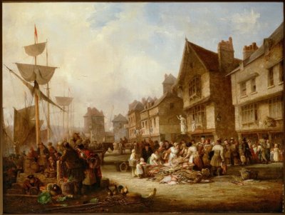De oude kade, Newcastle door Henry Perlee Parker