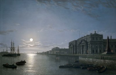 De Theems en Greenwich Hospital bij maanlicht, c.1854-65 door Henry Pether