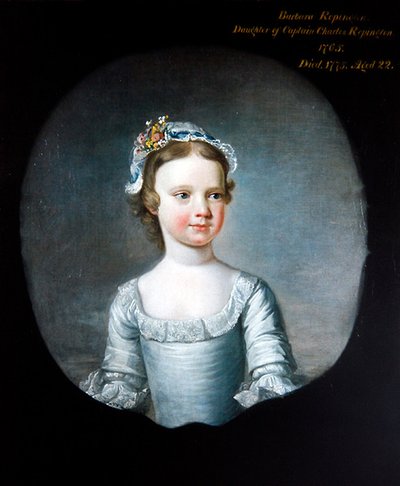 Portret van Barabara Repington als meisje, halve lengte door Henry Pickering