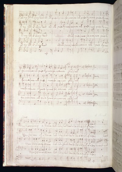 Man die uit een vrouw is geboren, pagina uit een volume van Engelse Anthems gecomponeerd en geschreven door Henry Purcell door Henry Purcell
