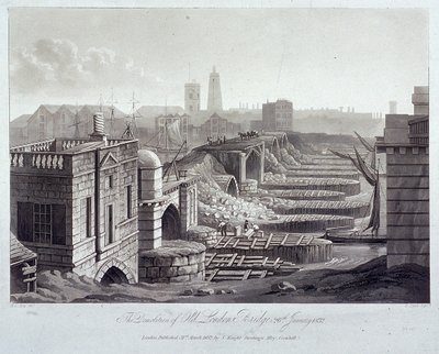Oude London Bridge, Londen, 1832 door Henry Pyall
