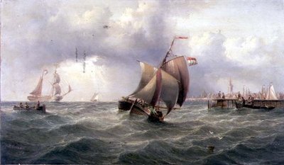 Een Nederlandse Pink bij een Steiger door Henry Redmore