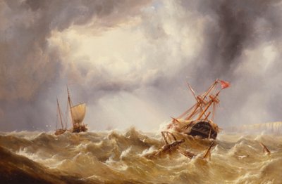 Ontmast in een Storm voor de Kust van Kent door Henry Redmore