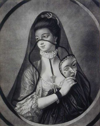 De onmaskerde non, gegraveerd door Carington Bowles door Henry Robert (after) Morland
