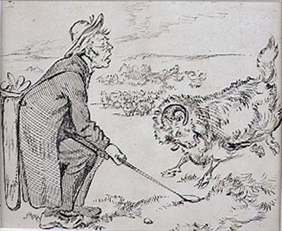 De verraste golfer, illustratie uit 