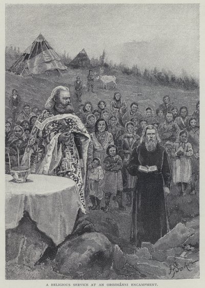 Een religieuze dienst bij een Orozhanni kampement door Henry Sandham