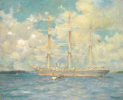 Een Franse Bark in Falmouth Bay, 1902 door Henry Scott Tuke