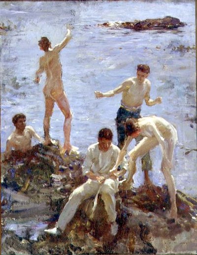 Jongens die Baden door Henry Scott Tuke