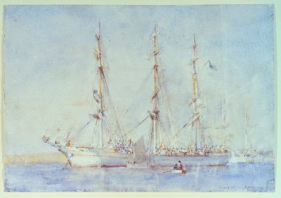 Frans schip Marecual de Cashes in Falmouth juli 1914, begin 20e eeuw door Henry Scott Tuke