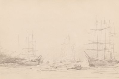 Schepen in de Haven van Falmouth door Henry Scott Tuke