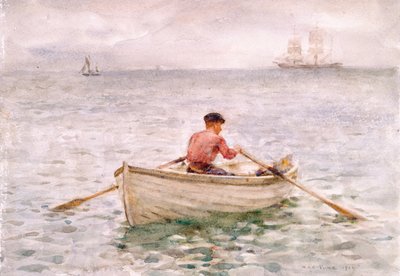 De waterman en zijn boot, 1921 door Henry Scott Tuke