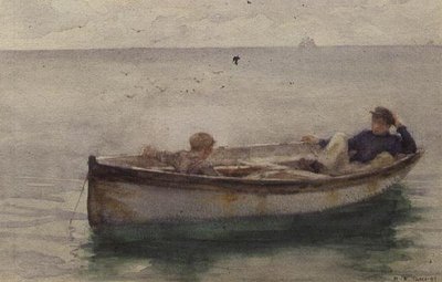Twee jongens in een roeiboot door Henry Scott Tuke