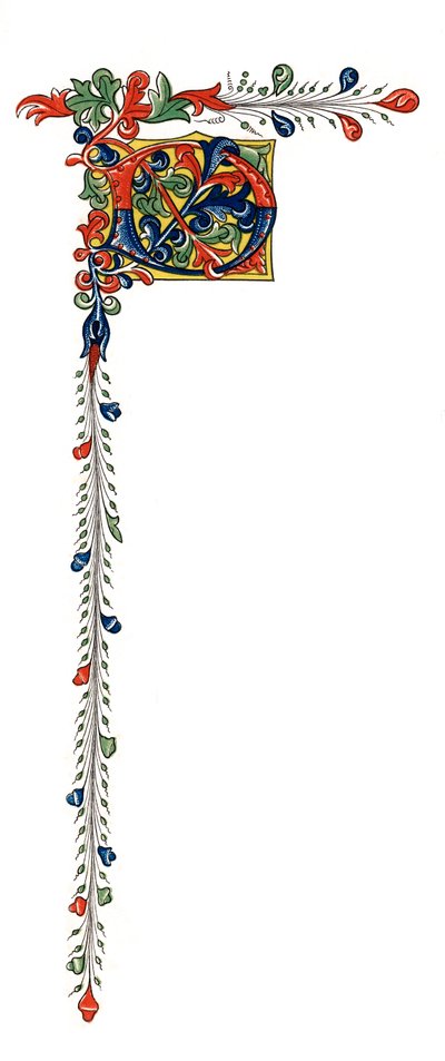 Initiaal letter D, ca. 1445, 1843 door Henry Shaw