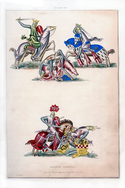 Ridders vechten, ca. 1260, 1843 door Henry Shaw