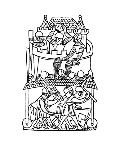 Belegering, ca. 1260, 1843 door Henry Shaw