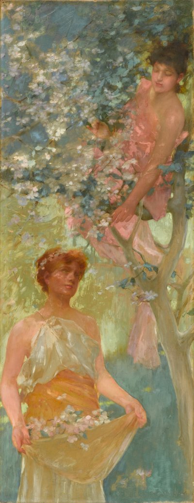 Tussen de bloesems (midden jaren 1880) door Henry Siddons Mowbray