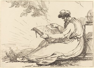 Oosterling met baard, een boek lezend door Henry Singleton