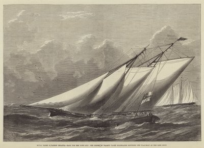 Royal Yacht Squadron Regatta, race om de Town Cup, het jacht Hildegarde van de Prins van Wales rondt de vlaggenboot bij de Lepe-boei door Henry Spernon Tozer