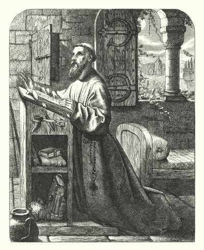Inscriptie in een hermitage door Henry Stacey (after) Marks