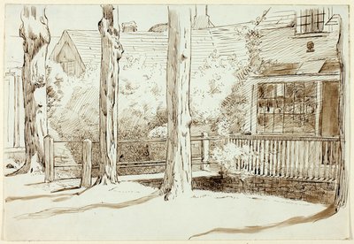 Huis en oude bomen door Henry Stacy Marks