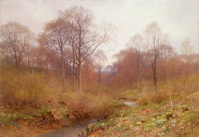 Een beboste rivier, herfstlandschap door Henry Sutton Palmer